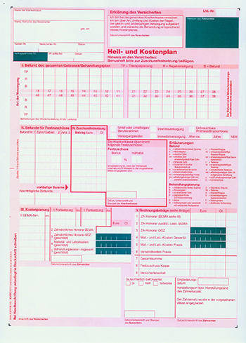 Blanko Heil- und Kostenplan